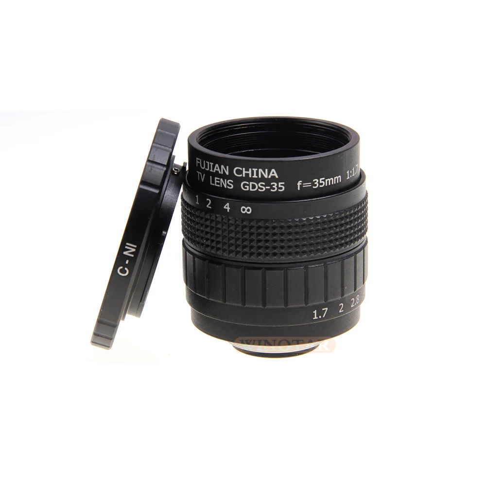 FUJIAN 35mm F1.7 CCTV F1.7 Lens + C-N1 Mount Ring + Lens Hood +