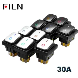 30A 250V Waterproof Rocker Switch Heavy Duty Dpst Rocker Switch on off with 12V 24V Led Lamp Red Green Blue White