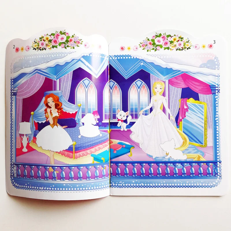 4 Pcs Princess Sticker Books for Girls/Children/Kids 3D Bubble Stickers Fun DIY Book