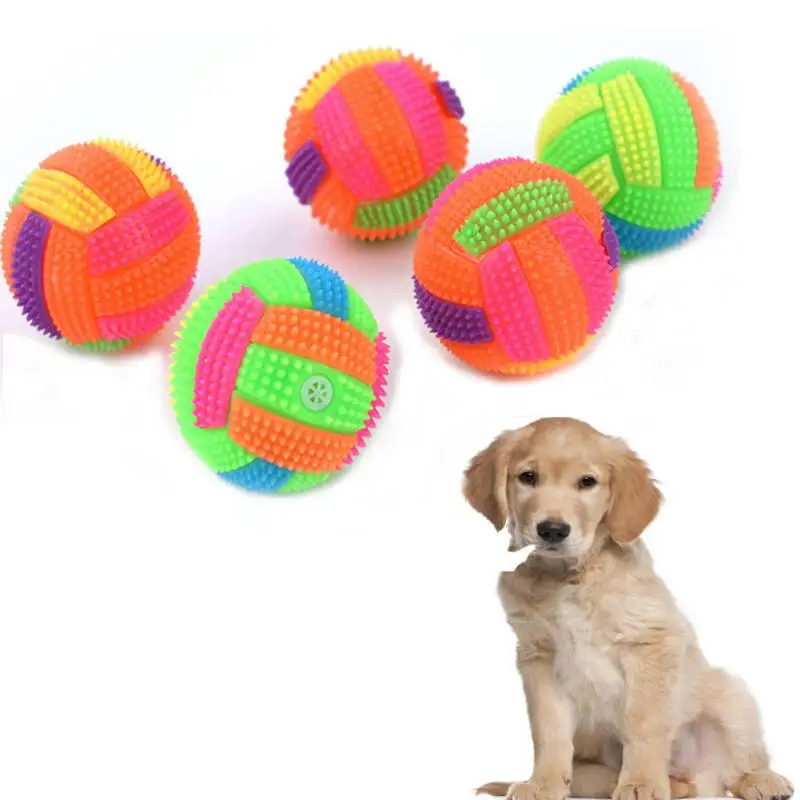 Pet Dogs Flashing Football Shape LED Light Sound Bouncy Ball Funny Kids Funny Toys