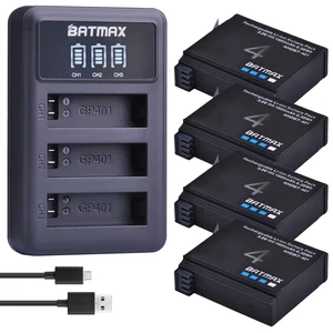 BATMAX 1680MAH GOPRO Hero 4 Reemplazo de baterías + LED CARGAR USB DE 3 PLACAS PARA GOPRO HERO4 GOPRO AHDBT-401 Cámara de acción Bateria 8 Mejores ventas GoPro Hero 4 Batería - №1