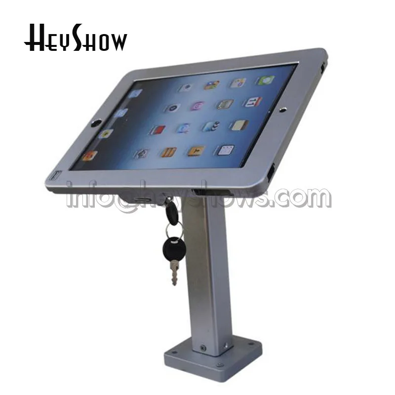 Wall Mounted Metal Tablet Display Stand Secure Enclosure Bracket with Lock Key Holder Compatible with iPad 2 3 4 Air