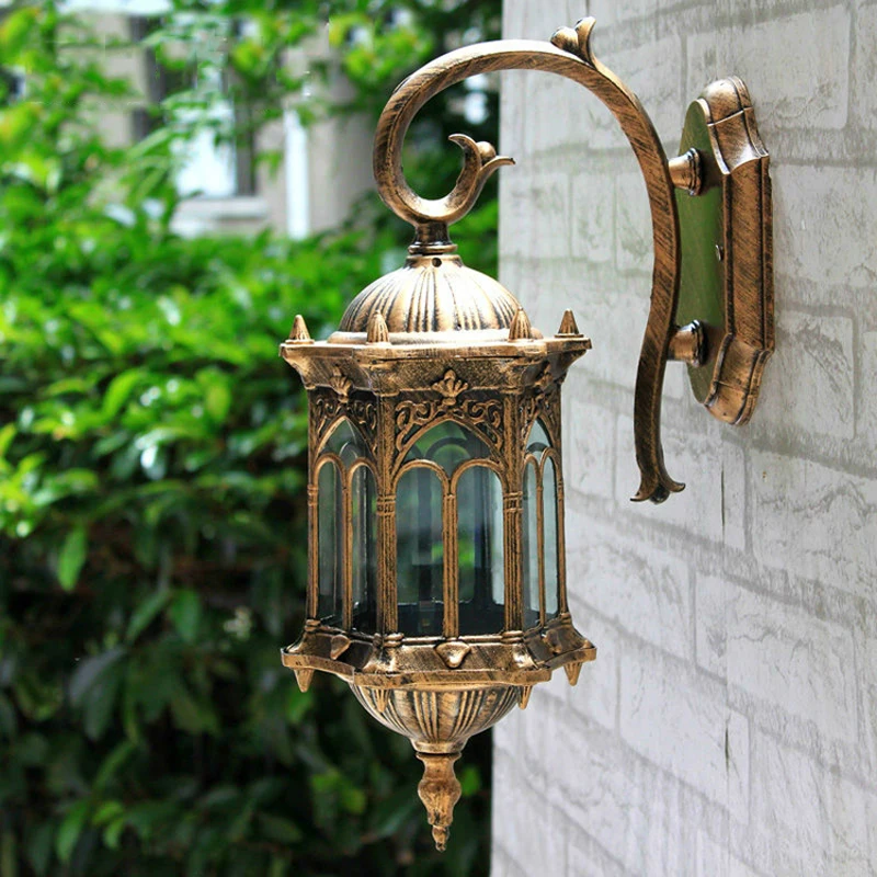 Luz de pared exterior europea, accesorios de iluminación para jardín, villa a prueba de lluvia, candelabro de puerta de entrada para patio, lámpara