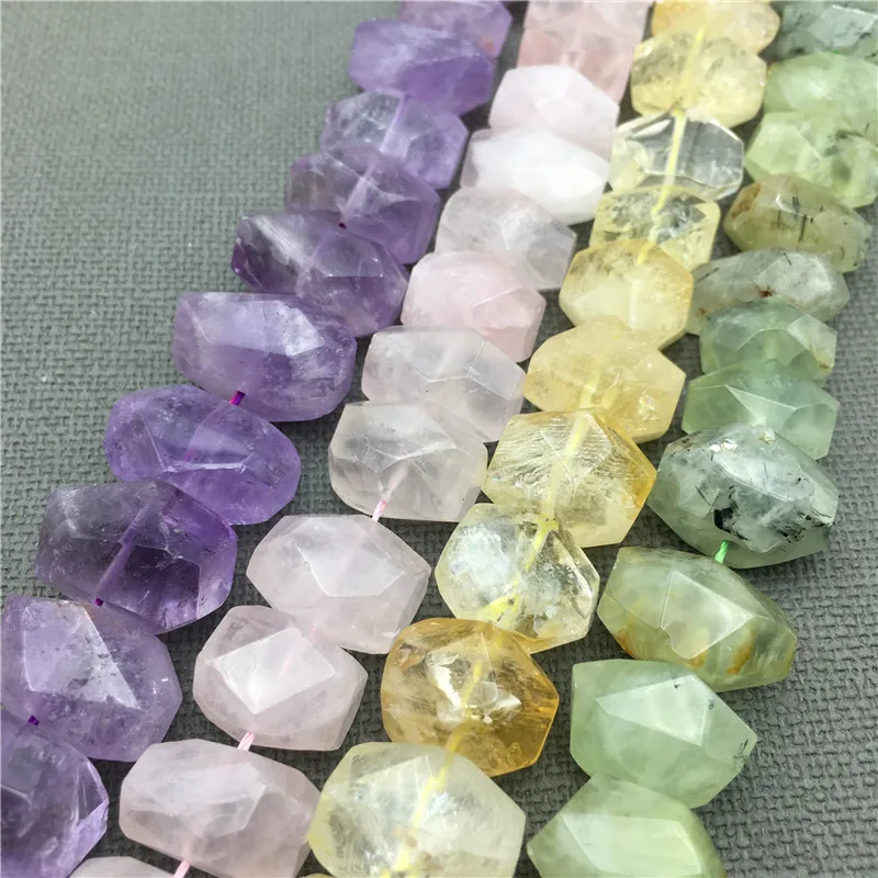 Faceted Crystal Quartz Druzy Nugget Beads,Natural Amethysts\\Rose Pink Quartz\\Citrines\\Fluorite Cut Gems Stone Space Beads MY559