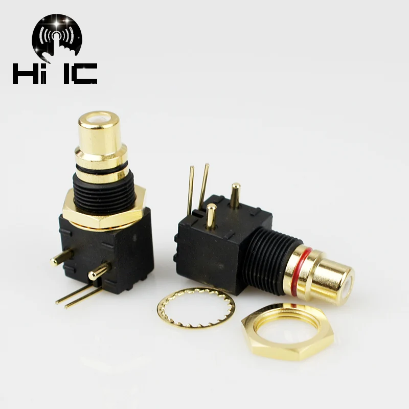 2つの銅メッキ銅製hifiコネクタ,端子台,コネクタ,90度溶接プレート,rca,メス