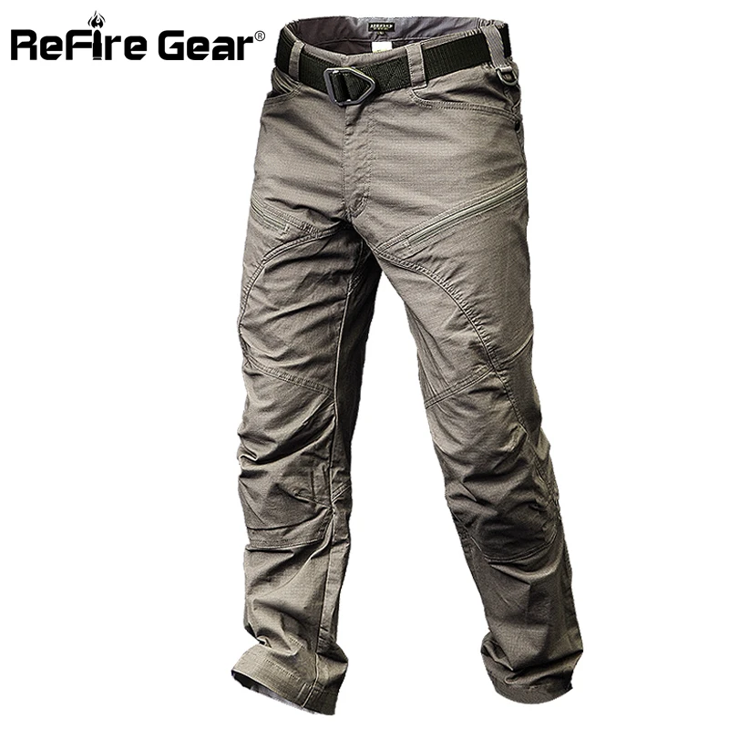 ReFire Gear Military Tactical Cargo Pants Men Special Force Army Combat Pants SWAT Waterproof Large Multi Pocket Cotton Trousers