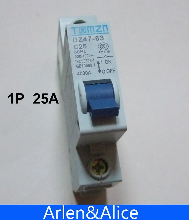 1P 25A 230/400v~ 50HZ/60HZ Mini Circuit breaker MCB C45 C TYPE