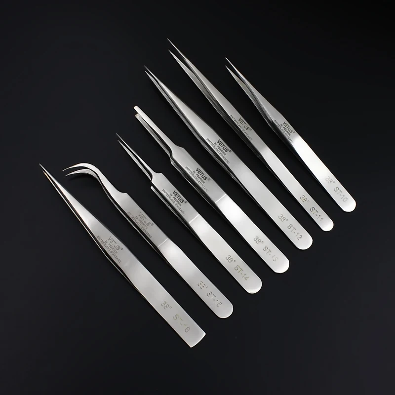 Stainless Steel Lashes Tweezers High Precision Anti-static Tweezers Professional For Eyelash Extension Eye Makeup Tools