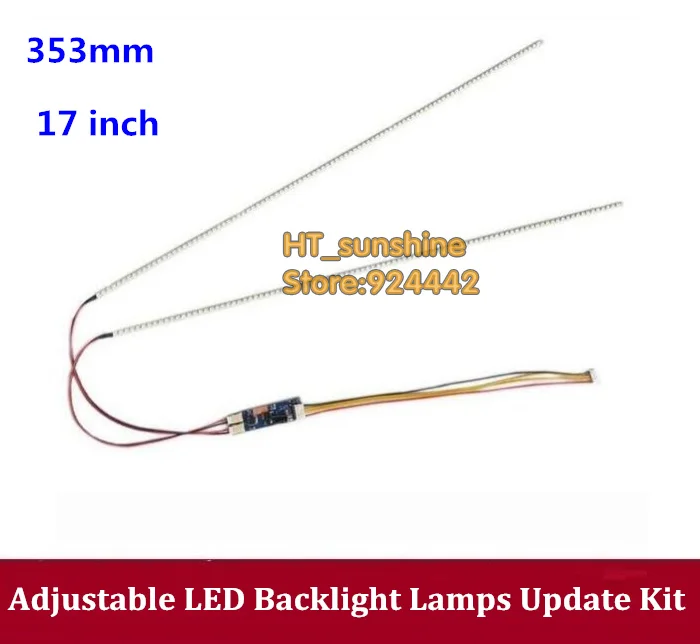 new 17' 17 inch LED Backlight Lamps 353mm adustedable lamp Update Kit for LCD Monitor TV Panel Double LED Strips + Driverboard