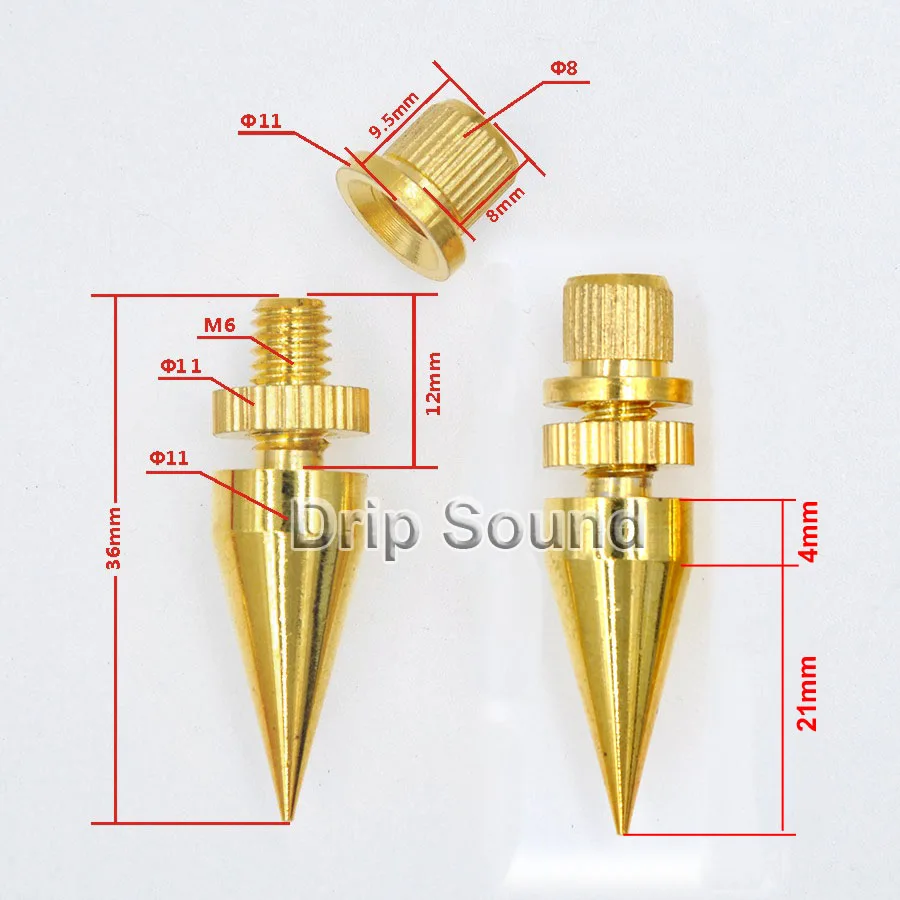4 قطعة M6x36 مكبر صوت نحاسي عزل مقاوم للصدمات حامل قدم وسادات قاعدة مكبر الصوت # ذهبي