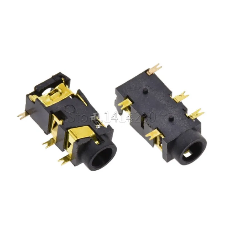 10PCS 3.5MM Headphone Socket 4pole Four Channel SMD SMT 5 Pins Gold Plated Patch