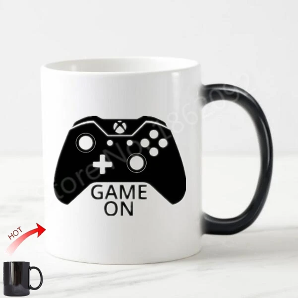 Novelty Game On Magic Mug Funny Gaming Quote Game Boy Gifts Color Change Mugs Keep Calm and Game On Letter Quote Gifts Video