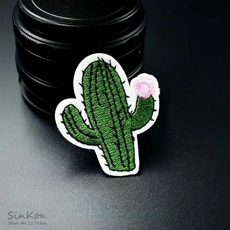 Cactus Size:4.3x5.1cm DIY Patches Cloth Patch Embroidered Cute Badges Hippie Iron On Cartoon Patches For Clothes Sticker
