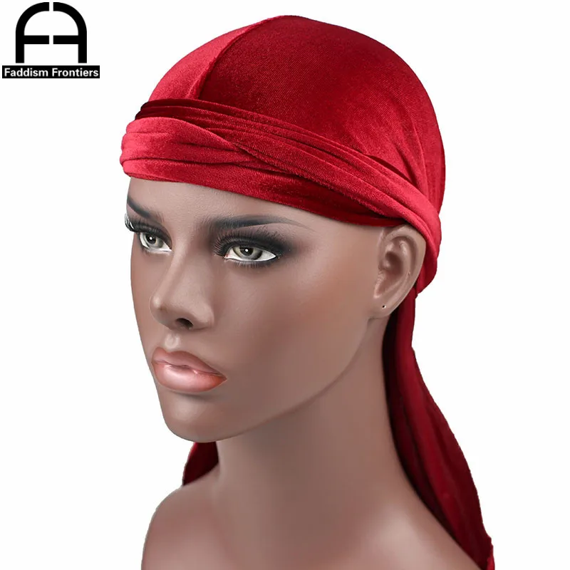 High Quality Men's Velvet Durags Bandana Turban Hat Wigs Doo Men Durag Biker Headwear Headband Pirate Hat Hair Accessories