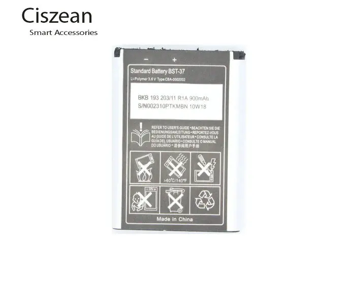 Ciszean 1x 900mAh BST-37 Replacement Battery For BST37 J100i W550i K600i K758i Z300i W710i J220c K200c ect + Tracking Code