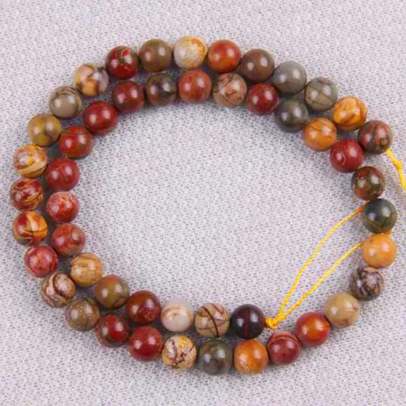 8MM Picasso Jasper Stone Round Loose Beads 15.5 Inch Jewelry For Woman Gift Making A103