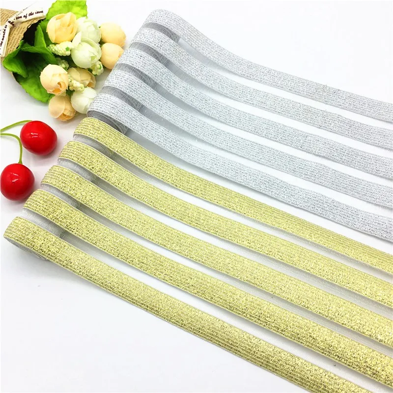 50mm 90mm Silver Gold Elastic Bands Glitter Mesh Soft Elastic Band DIY Crafts Sewing Hand Made Garment Dress Accessory 1meter