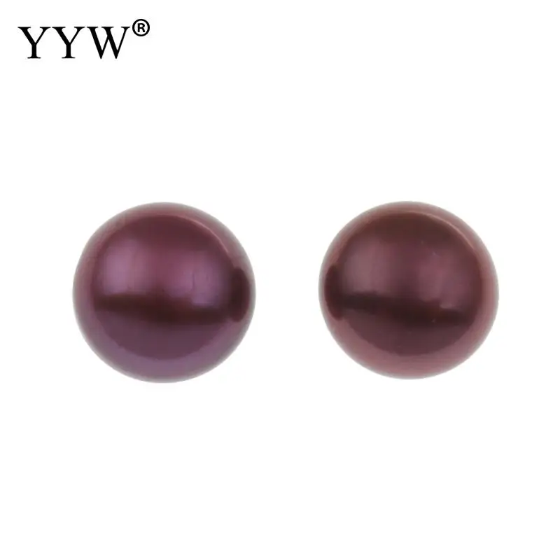 Cultured Half Drilled Freshwater Pearl Beads for DIY Bracelet Necklace Earring Making 7-7.5mm Approx 0.8mm Sold By Pair