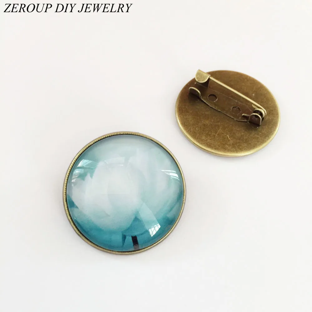 ZEROUP 10pcs Antique Bronze White K Plated Brooch Base Brooch Settings Base Glass Cabochon Tray Supplies for Jewelry