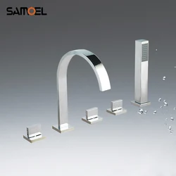 Brass Five-piece Bathtub Faucet 5 hole Separated Split Bath Tub Hot and Cold Water Mixer Tap with Handheld Shower BF1020
