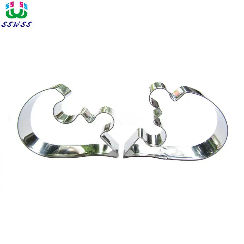 Two Hearts Together Love Puzzles Shape Cookie Cutter Biscuit Press Stamp Embosser Sugar Pasty Cake DIY Baking Mould