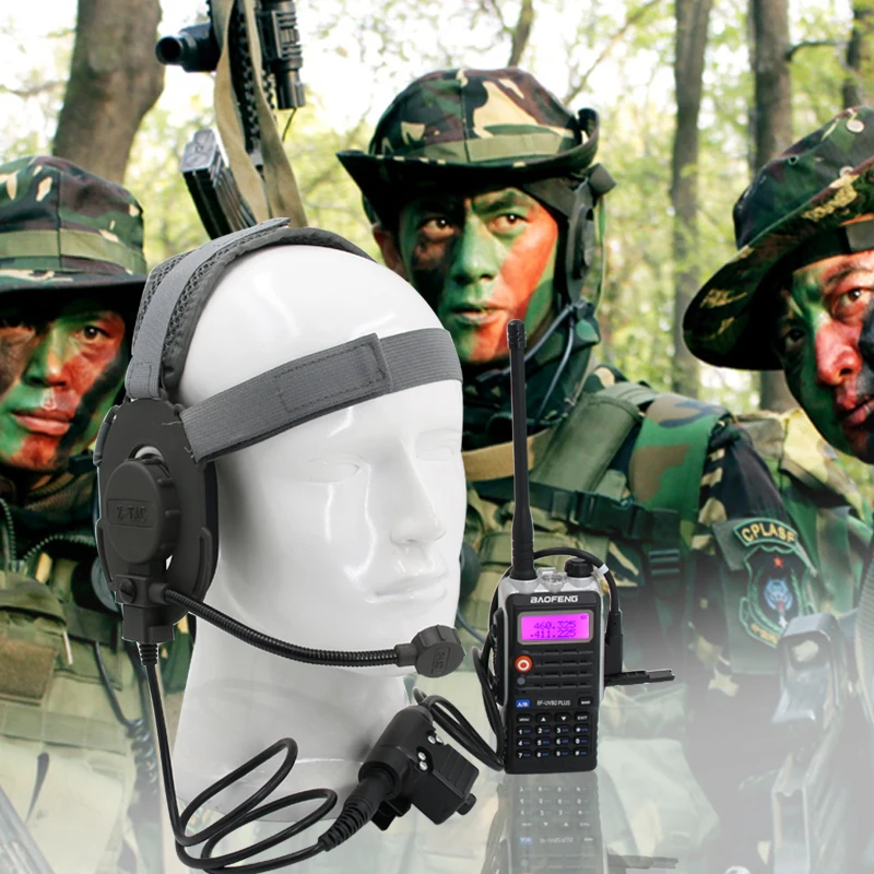 

Outdoor Tactical Headset Bowman Elite II CS Earpiece with PTT for Kenwood icom 2 Pin Midland Walkie Talkie Radios