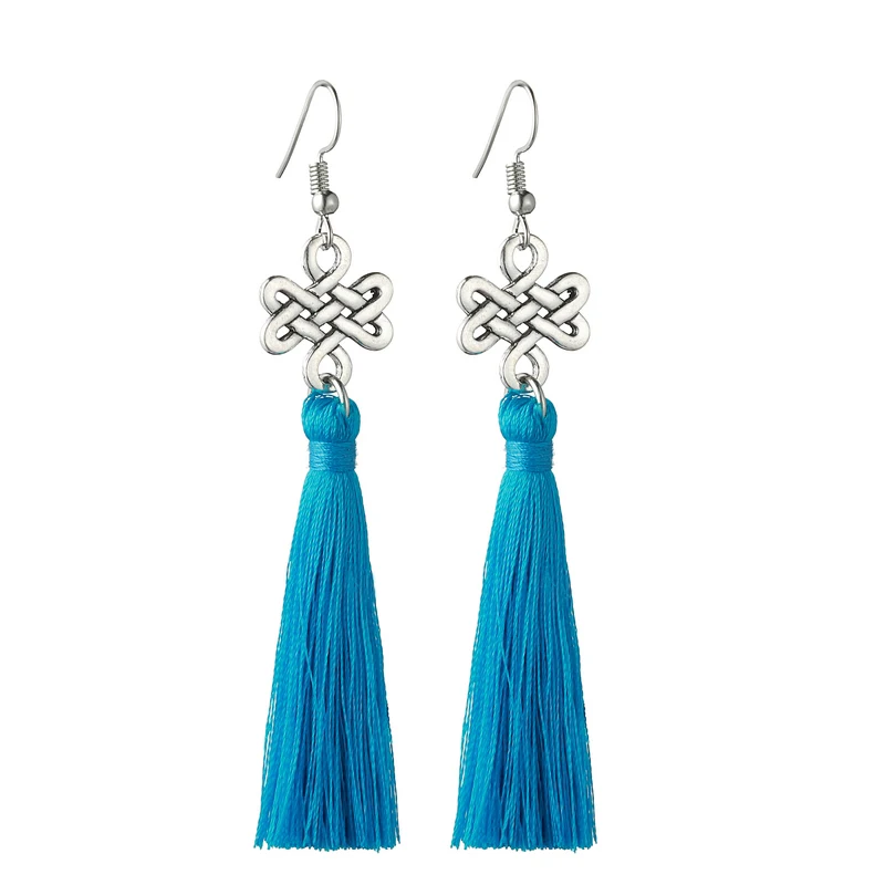 LOVBEAFAS Bohemian Tassel Earrings For Women Fashion Jewelry Knot Boho Drop Fringed Long Wedding Earrings Gift boucle d\'oreille