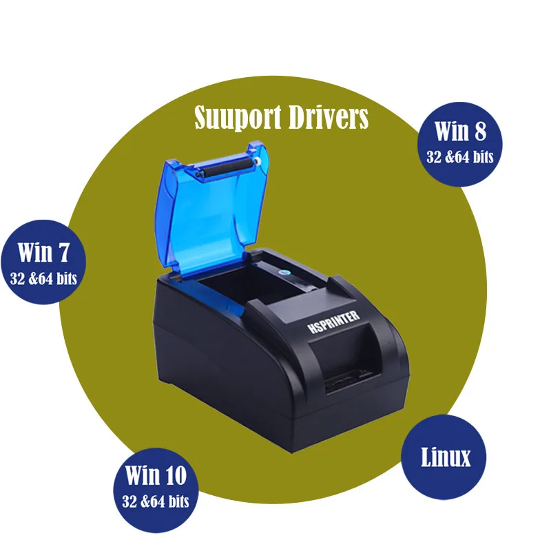 Cheap USB bluetooth Serial pos58 Thermal Receipt Bill Ticket Printer with cash box port support multiple languages