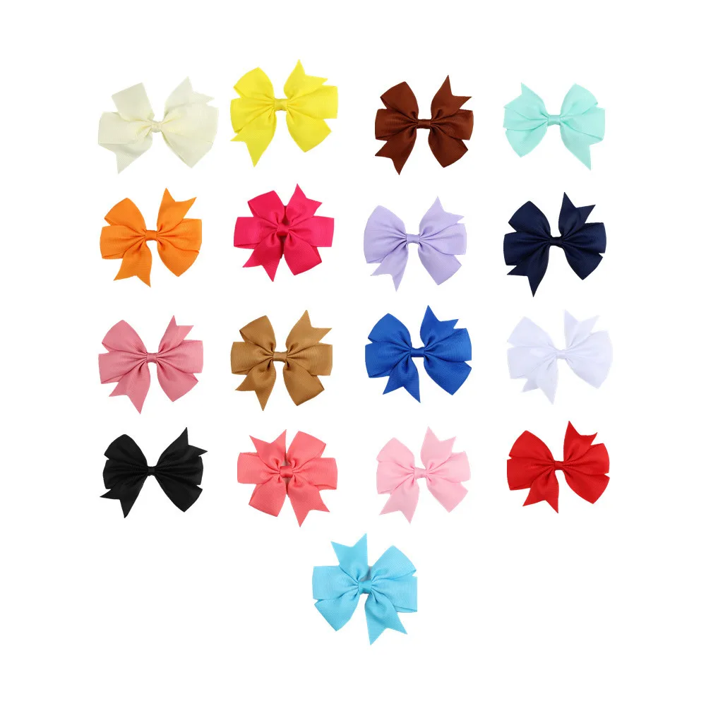 

2017 New Baby Grosgrain Ribbon Bows WITH Clip Girls' Boutique PinWheel Hair Clip Kids Hair Accessories Toddler Photography Props