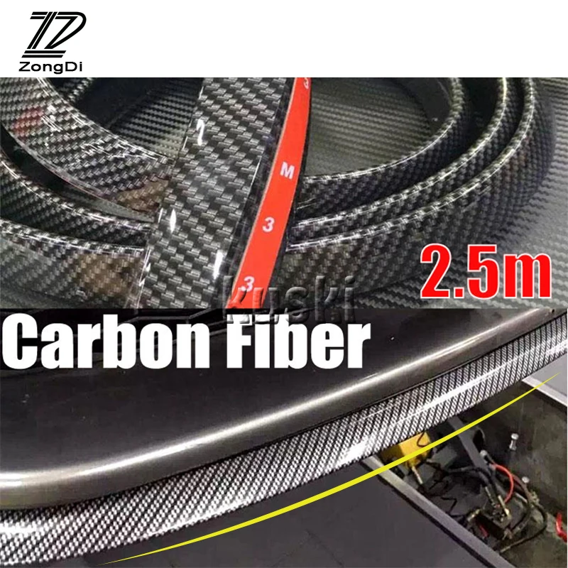 

ZD 2.5m Car Front Chin Spoiler Carbon Stickers For VW polo passat b5 b6 Mazda 3 6 cx-5 Toyota corolla Ford focus 2 accessories