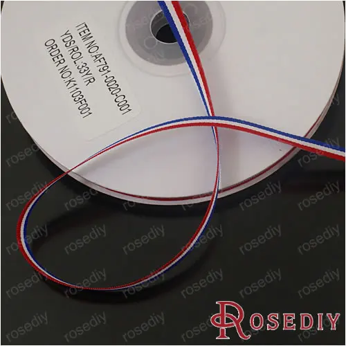 

Wholesale 7mm Red white blue Polyester 3 Colors Stripe Ribbon Diy Findings a Roll Roughly 45 Meter(JM4619)