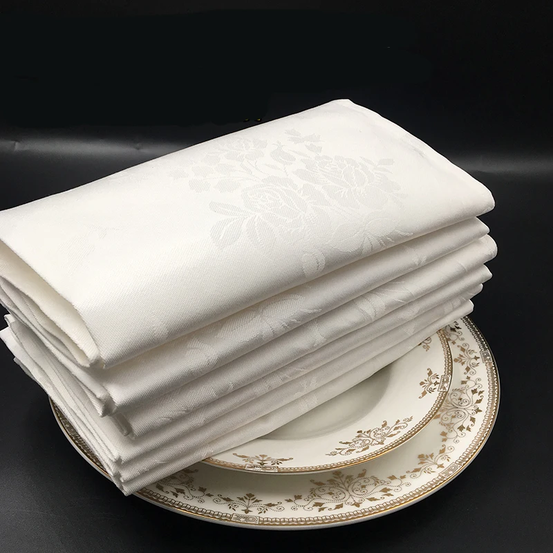 

10pcs Cotton Napkins Cloth Party Supplies Cloth Napkin Wedding Napkins Thicken White Jacquard Dinner Table Napkin Cloth 3 Sizes