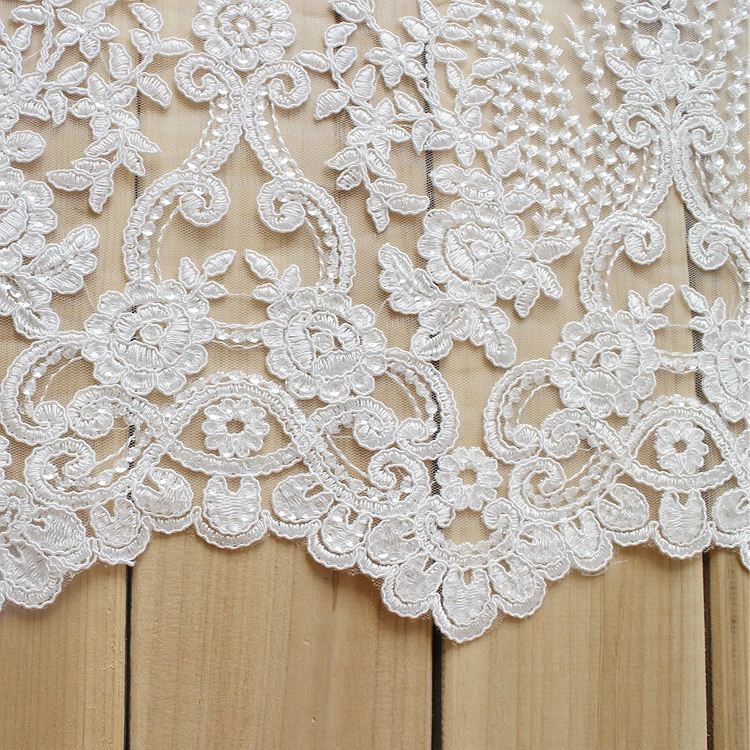 Mehrfarbig, ultrabreit, 60 cm, Pailletten, Stickerei, Spitzenbesatz, Brautschleier, Hochzeitskleid, Kleidung, Stoff, DIY-Bastelzubehör – Detail 14