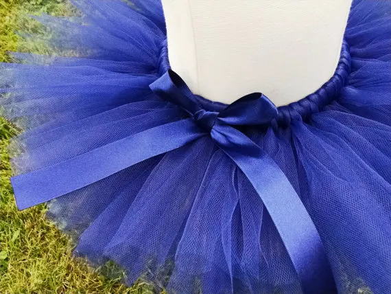 Lovely Girls Blue Crochet Tutu Skirts Baby Fluffy Tulle Ballet Pettiskirts with Ribbon Bow and Flower Headband Kids Party Tutus