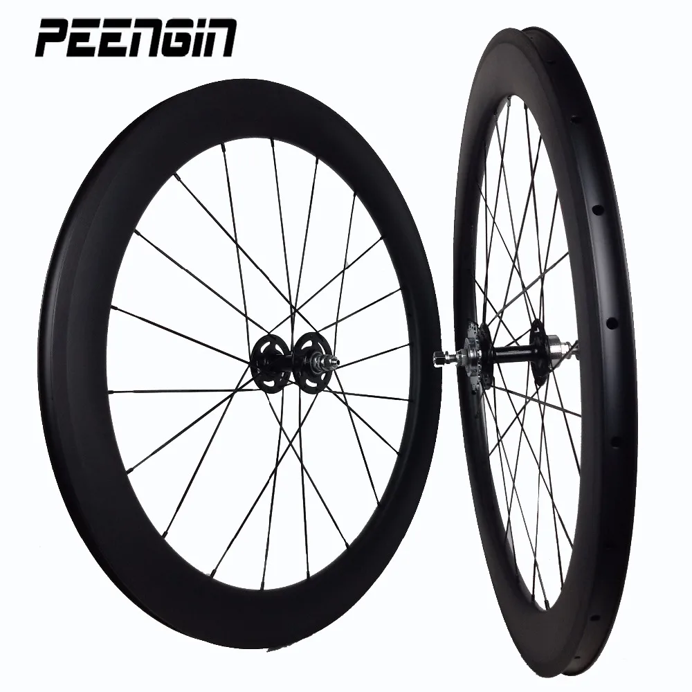 23mm Width 60mm Clincher Tubeless Compatiable Carbon Track Wheels Single Speed Wheelset With Aero FJH or Pillar PSR1423 Spokes