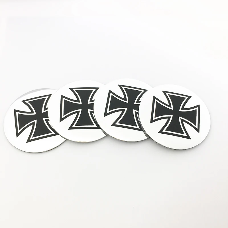 ANTINIYA 4pcs/56.5mm Germany Iron Cross logo aluminum Emblem badge Wheel Center Hub Cap Cover Sticker Wheel car styling