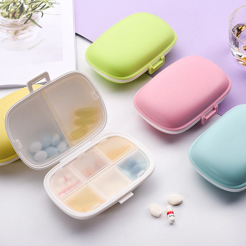 luluhut 8 Grids Medicine Pill's Box Plastic Container for Tablets Small Pill Case with Seal Ring Travel Organizer for Medicines