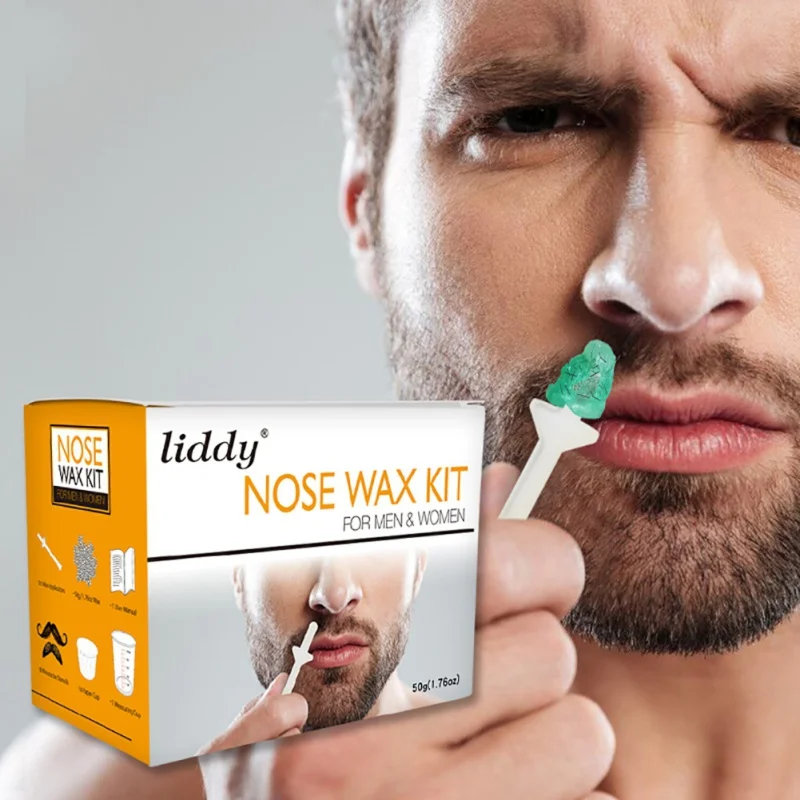 Kit de cera de nariz indolor portátil para homens e mulheres, feijões de limpeza, papel-livre, depilação, conjunto de cabelo