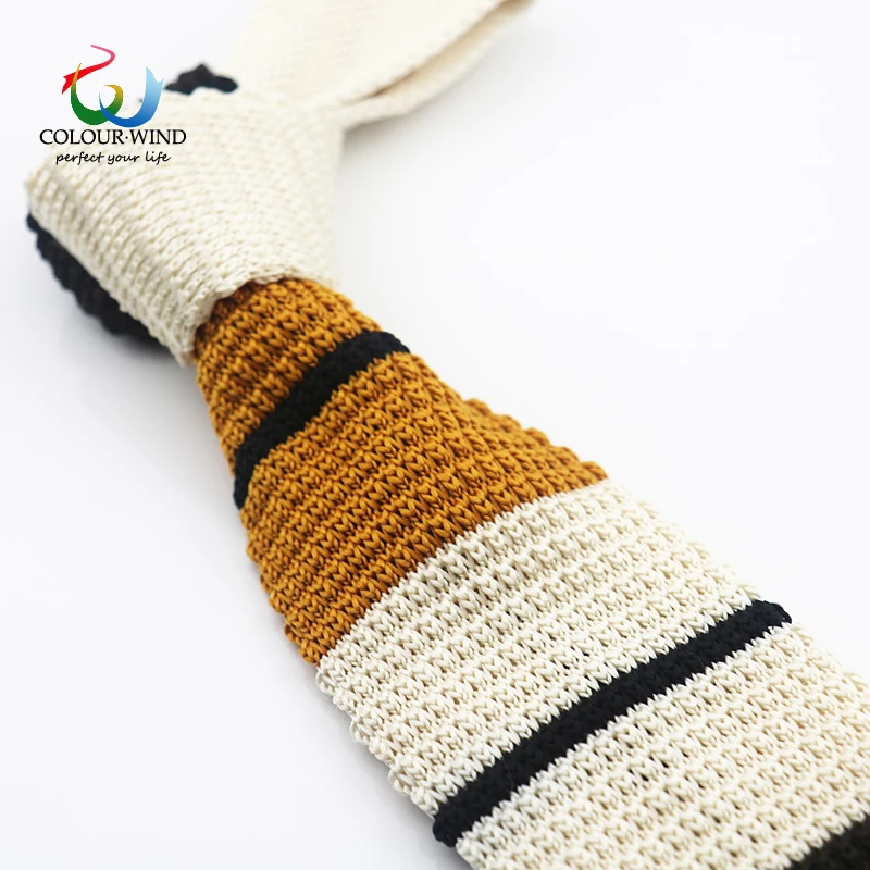 Winter Mens Knit 5.5cm Narrow Slim Neck Tie Striped Navy Colorful Woven Flat Neckties Party Business Cravate Suit Free Style Set