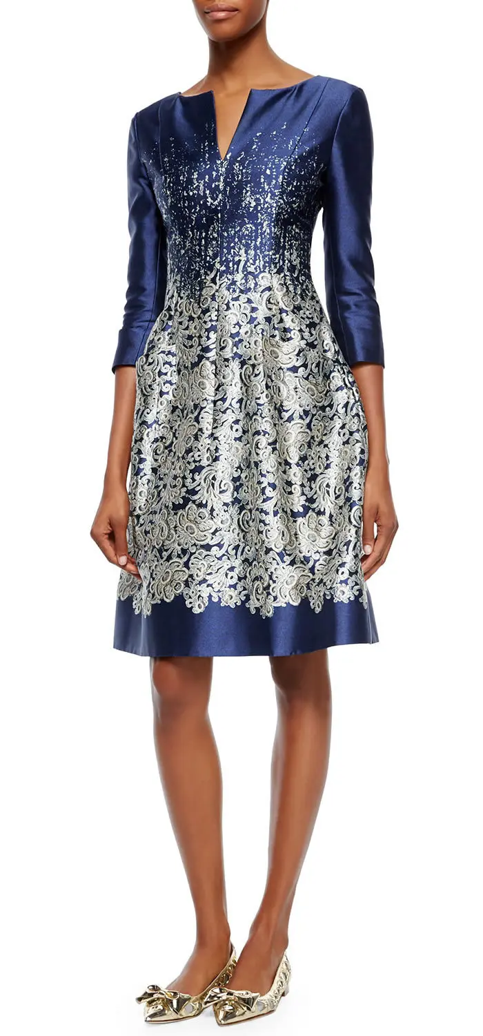 

Luxury Print Women A-Line Dress Half Sleeves Party Dresses 15081579B1