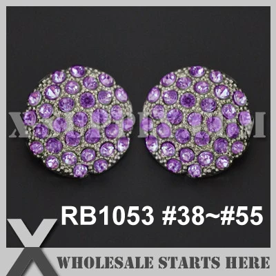 (Color: RB1053 #38~#55) Wholesale Silver Base Acrylic Rhinestone Button for Flower Center