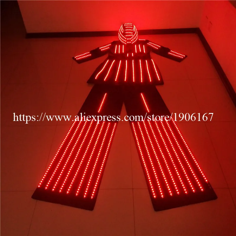 Led Luminous Stilts Women Robot Costume With LED Helmet Growing Led Light Robot Suit Stilt Clothes For Event Party Supplies