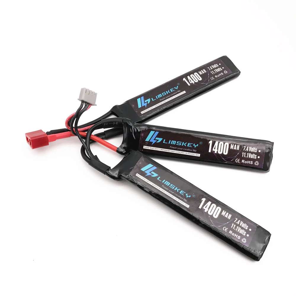 Limskey Power Polymer Lipo Battery 11.1V 1400mah 25C 3S T Plug For Mini Airsoft Guns Battery RC Model Bateria