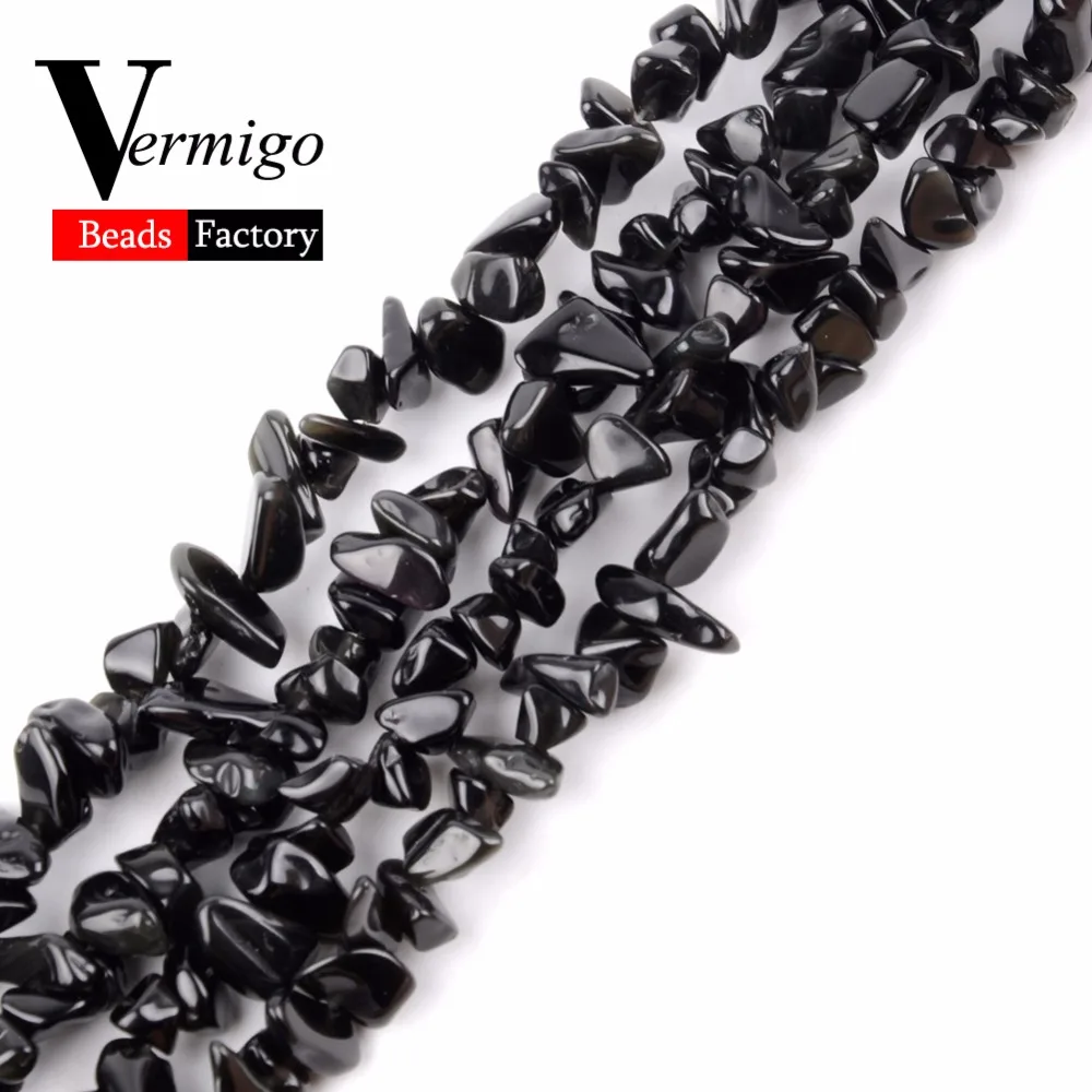 Natural Gem Stone Black Agates Irregular Freeform Chip Gravel Beads For Jewelry Making Diy Necklace Bracelet 3-5-8-12mm 16inches