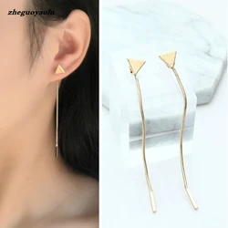 Vintage Sequins Triangle Tassel Drop Earrings Long Chain Dangle Drop Earrings For Women Pendientes Brincos 2017