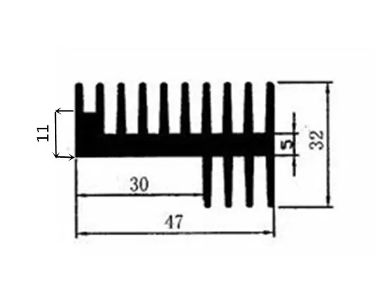 Aluminum radiator wide 47x32x200mm length can be customized processing 47*32*200mm Heatsink