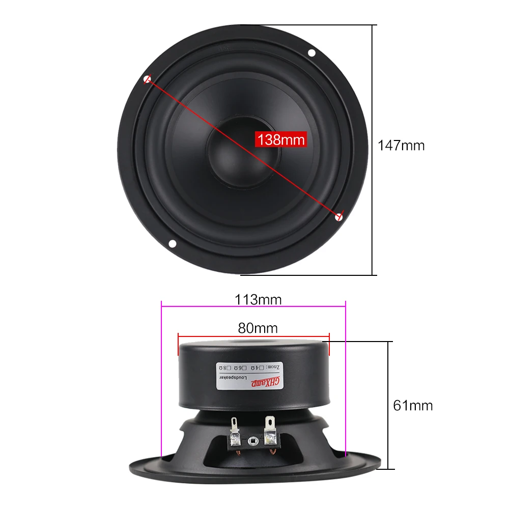 GHXAMP HIFI 5 INCH 45W 90W Woofer Mediant Speaker Units 8ohm HIFI Desktop Bookshelves Home Theater Mid-range Bass Speaker 1PCS