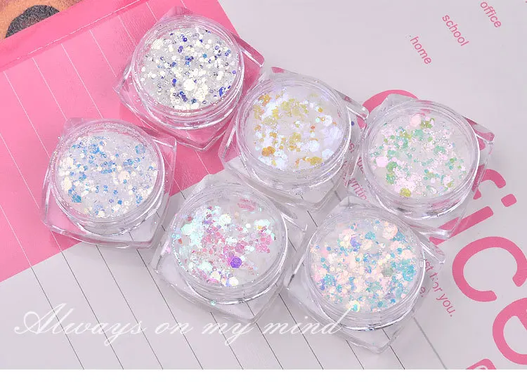 1set/ 6 ks shimmer led mořská panna diamant míchat kosmetický obličej tělo vlasy tlustý glittery slavnost hele sparkly oko dráp líčení hrnec