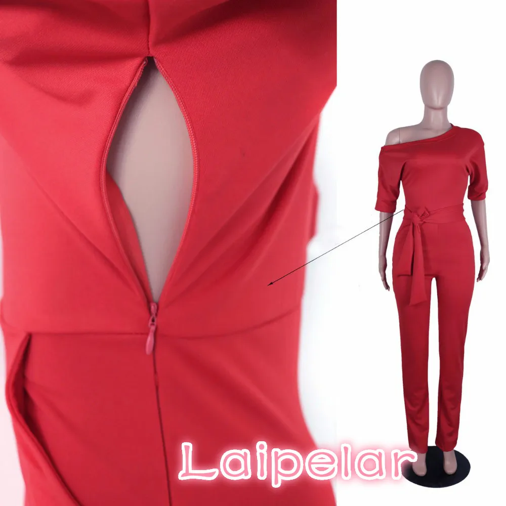 Laipelar Jumpsuits Romper Women Overall Sexy One Shoulder bodycon tunic Jumpsuit for party elegant Wide Leg Pant body femme