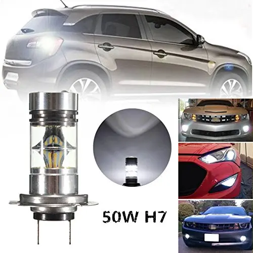 2pcs H7 50W 20 LED 1800LM Phare Voiture Antibrouillard Ampoule Auto Lampe DC 12V Blanc Pur 6000K